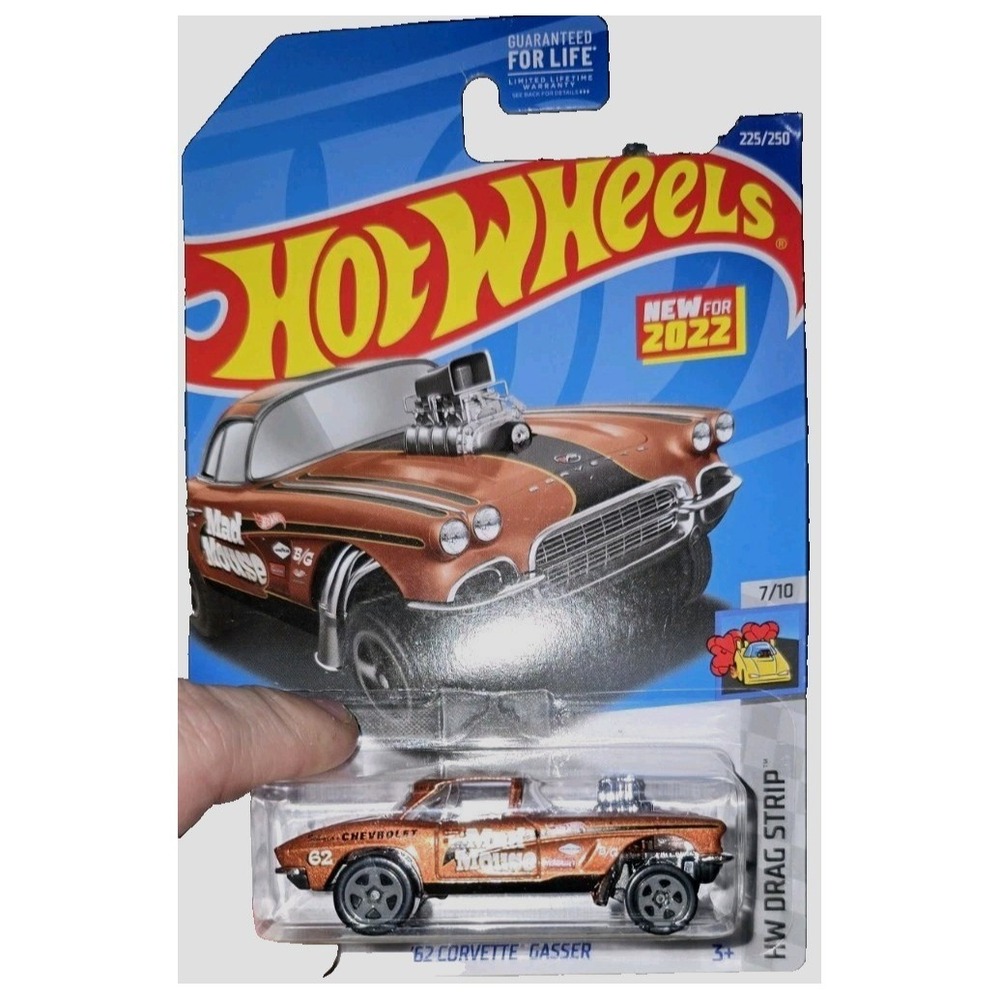 new Hot Wheels 2022 '62 Corvette Gasser, HW Drag Strip #225, 7/10 Silver Checker